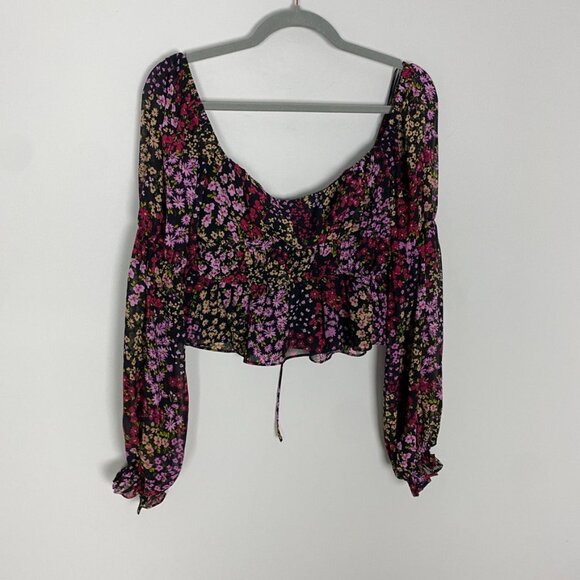 ASTR the Label Bloomfield Floral Halter Long Sleeve Top Womens Small - Picture 7 of 10
